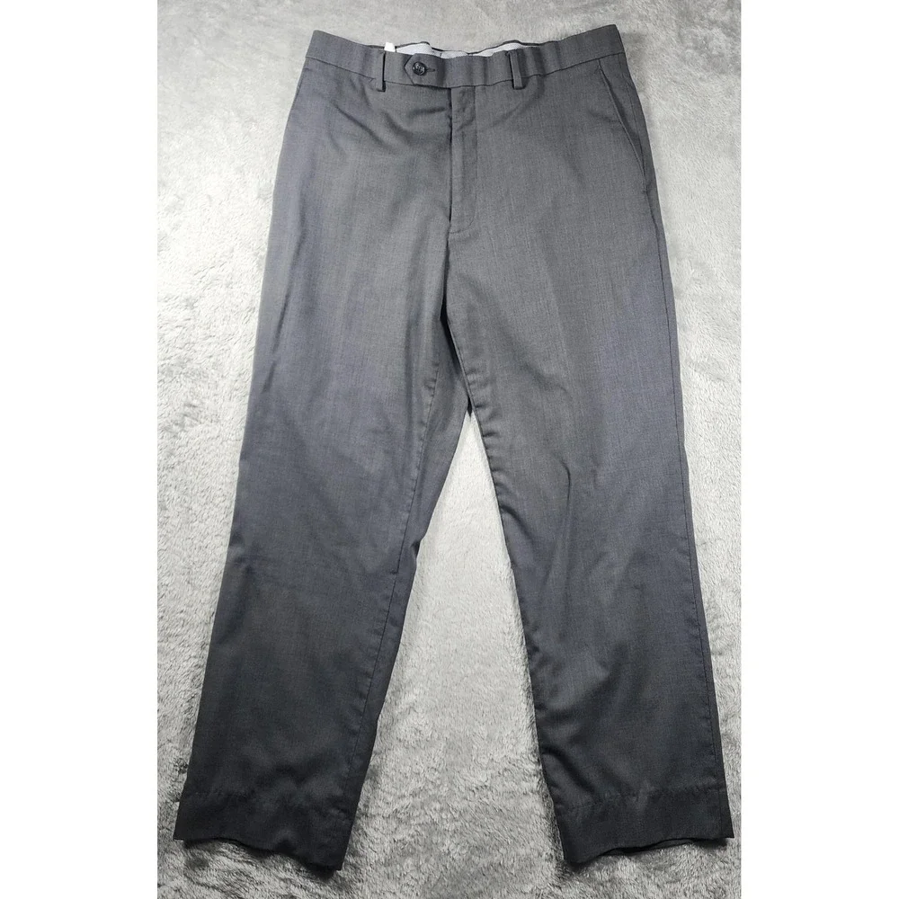 Hart Schaffner Marx Pants Mens 32x29 Gray Wool Stretch Dress Slacks (Tag‎ 34x30)